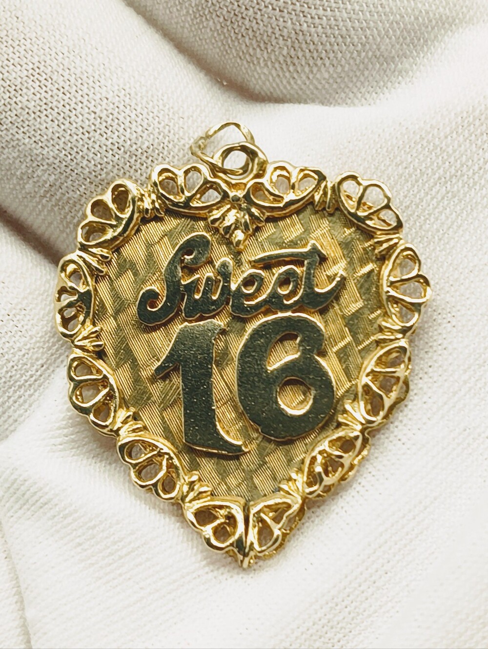 Vintage 14k Yellow Gold Mid-Century Sweet 16 Charm Pendant